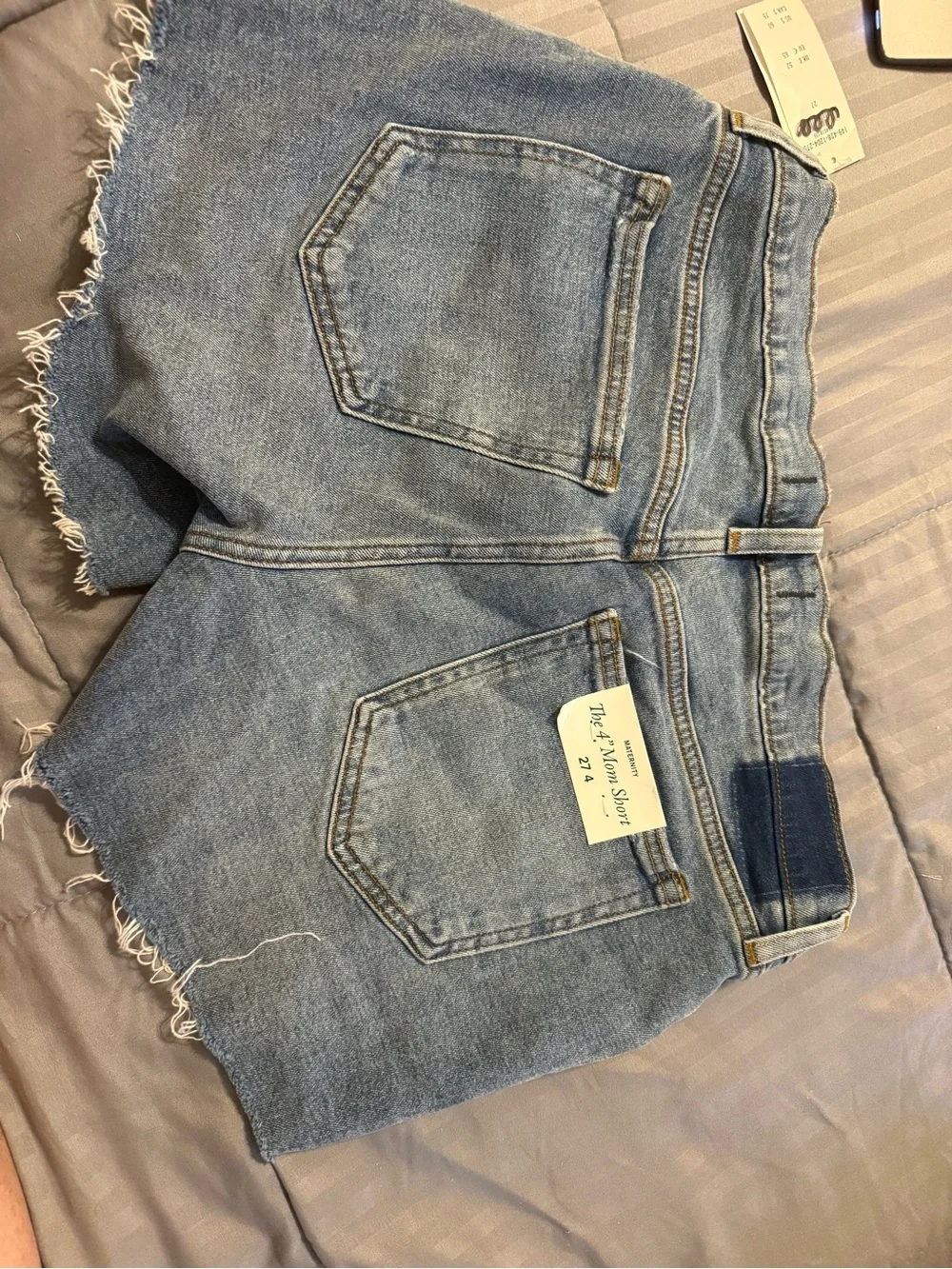 MATERNITY Abercrombie & Fitch Distressed Light Blue Denim Jean Shorts